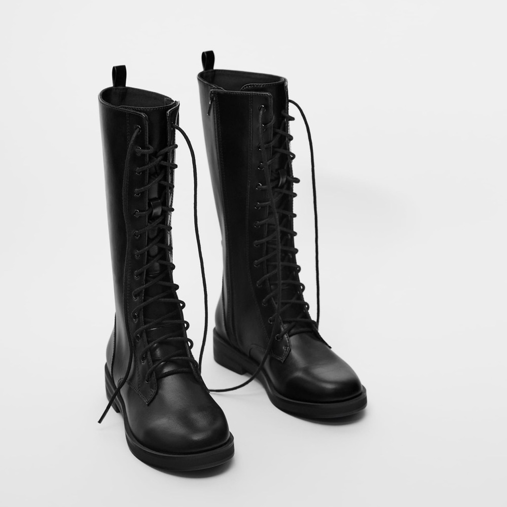 Zara Girls Lace-up Knee Hight Boots
